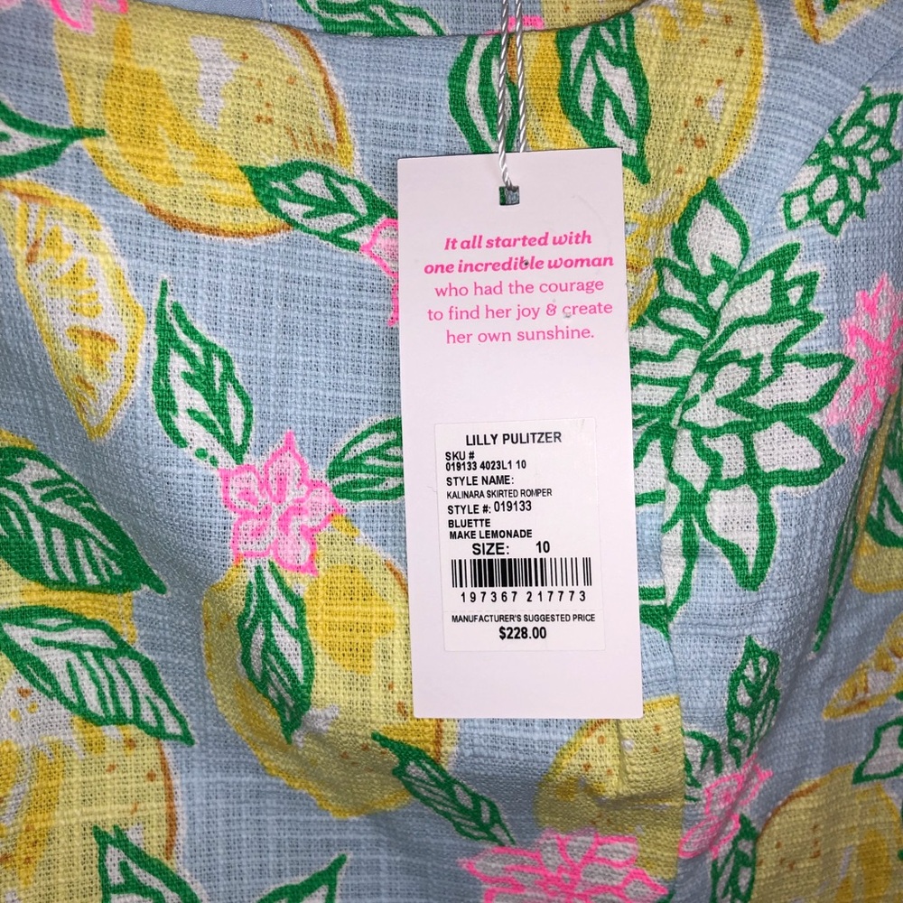 NWT Lilly Pulitzer Kalinara Skirted Romper Bluette Make Lemonade Print Size 10 - Picture 6 of 9